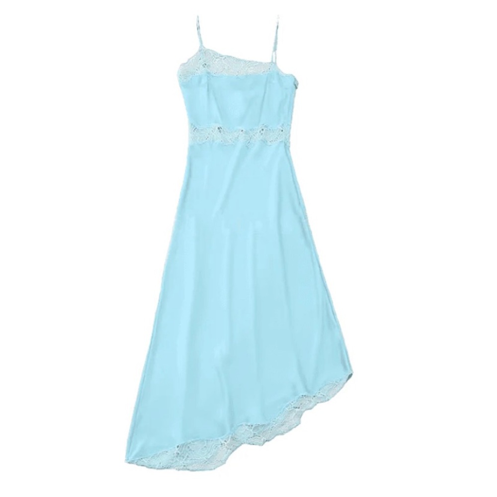 H&M Light Blue Lace Trim Prom Dress